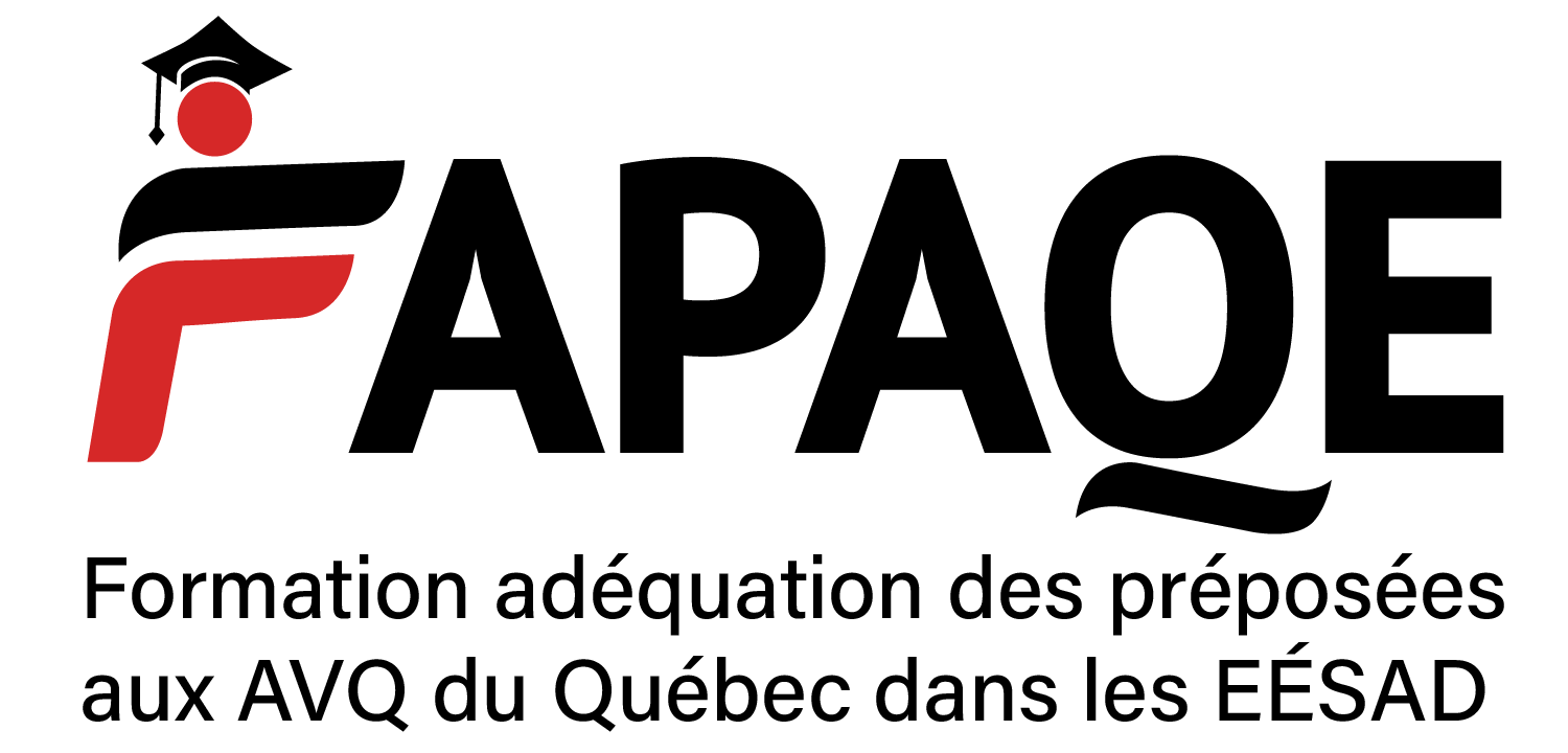 Logo FAPAQE Formation adéquation des préposées aux AVQ du Québec dans les EÉSAD